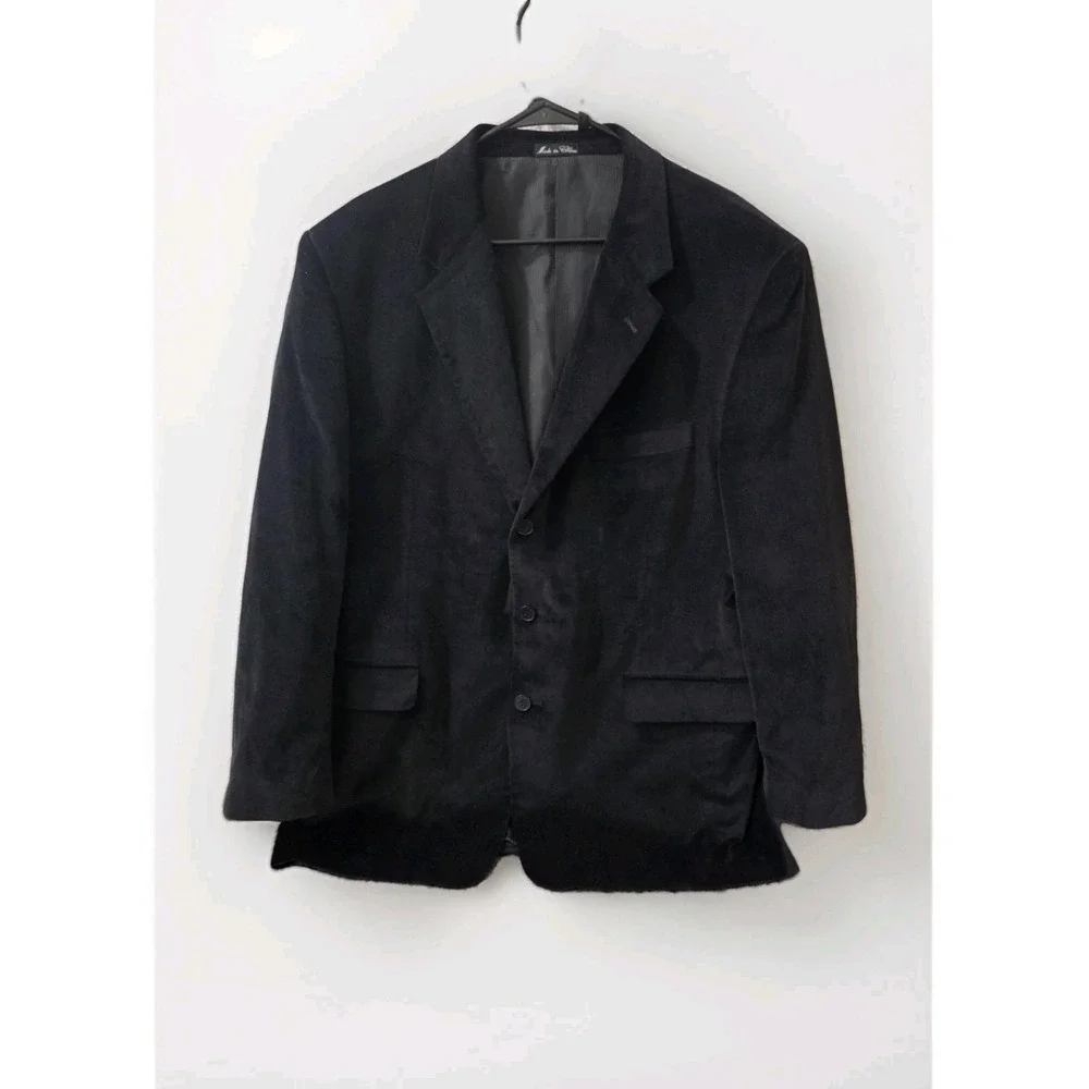 Calvin America Navy Blue Velvet Blazer Jacket Men's 44R 3 Button Classic‎ Formal